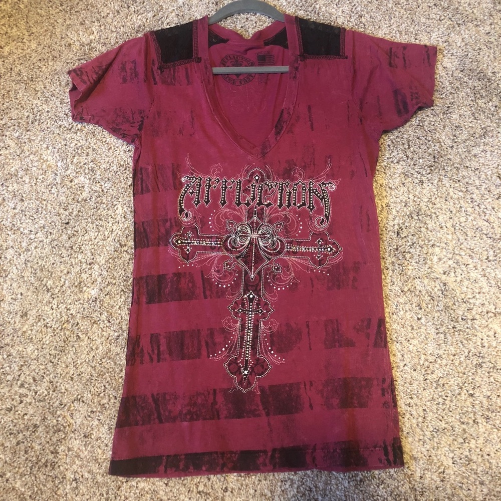 Like New Affliction Tee with lace cut outs